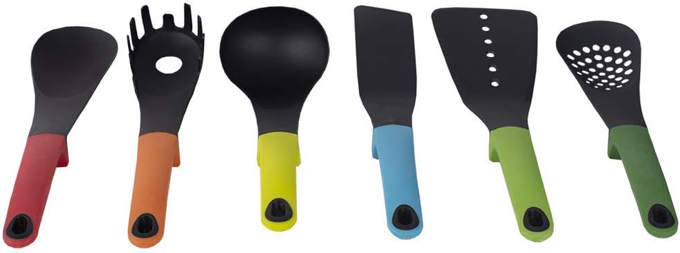 Home Basics, Multi 6 Piece Silicone Heat Resistant Cooking Non-Stick Kitchen Utensils Cookware Tool Set with Colorful Handle for Cooking & Baking, Multicolor: Kitchen & Dining