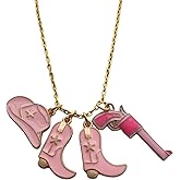 Cowboy Hat and Gun Charm Pendant Necklace for Her, Cowboy Boots Charm Necklace for Woman, Western Style Jewelry