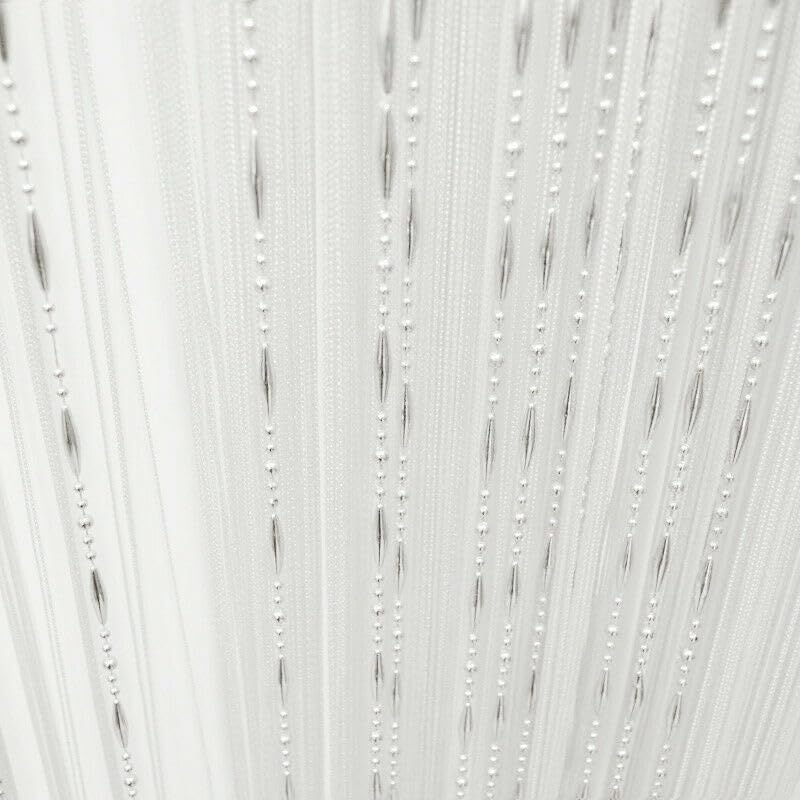 Dew Drop Chain Bead Curtain String Door Room Divider Fly Bug Screen Tassel String Line Door Curtains Window Room Divider Decorative Tulle Curtains For Room String Bead Curtain (White)