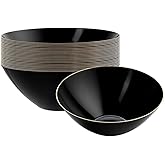 Restaurantware-Moderna 6 Ounce Plastic Bowls, 20 Durable Disposable Salad Bowls - Gold-Rimmed, Heavy-Duty, Black Plastic Fancy Bowl, For Warm And Cold Foods, Ideal For Restaurants
