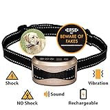 No Bark Collar [Latest Version] EasePet Electric Shock Dog Training No Barking Collar Beep / Vibration / Safe Shock / Sensitivity Control Rechargeable Anti Bark Collar for Small Medium Large Dogs