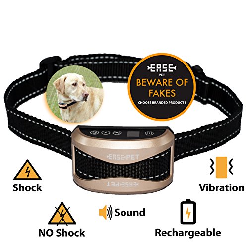 No Bark Collar [Latest Version] EasePet Electric Shock Dog Training No Barking Collar Beep / Vibration / Safe Shock / Sensitivity Control Rechargeable Anti Bark Collar for Small Medium Large Dogs