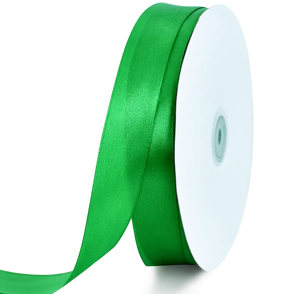 TONIFUL 1 Inch x 100yds Green Satin Ribbon, Thin Solid Color Satin Ribbon for Gift Wrapping, Crafts, Hair Bows Making, Wedding Party Decoration, Invitation Cards, Floral Bouquets