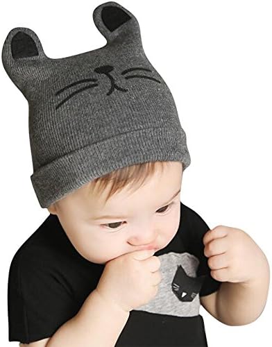 Datework Baby Knitted Cat Ear Beanie Winter Warm Hat (Gray)