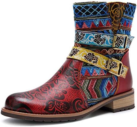 Seraph Women Martin Ankle Boots Flat Leather Boots Strap Buckle Winter Autumn Zip Booties
