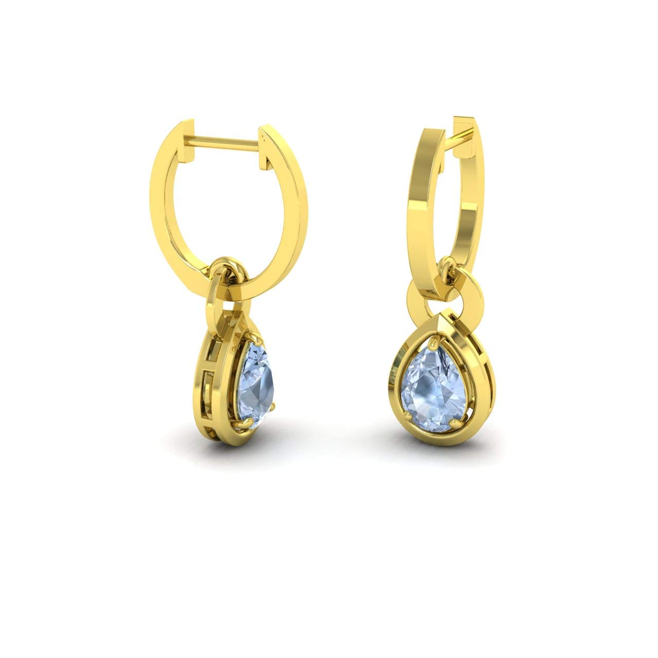 Diamondere Natural and Certified Pear Cut Blue Topaz Drop Earrings for Women in 9ct White Gold | 1.55 Carat Earrings for Women