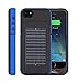 EnerPlex Surfr Ultra Slim Battery Backup & Solar Powered Case for iPhone SE/5/5S, Black/Blue, SFI-2000-BL