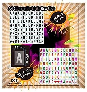 208 black and color letters ~number ~symbols for your A4 cinematic lightbox
