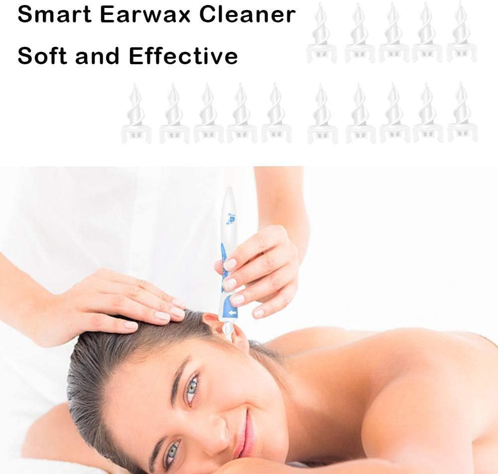 AMAZOM Ear Wax Cleaner, Earwax Remover Tool, Ear Wax Remover, Soft Silicone Spiral Earwax Remover Tool, 16 Replacement Heads, Q-Tip Replacement,Easy Cleaning: Home & Kitchen