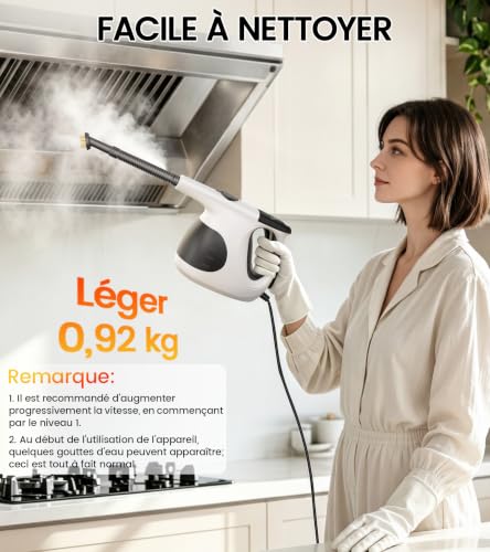 JBER Nettoyeur Vapeur Portable, Chauffage Instantané en 3 Secondes, 400ML | 110℃ Nettoyeur Vapeur à Main pour un Nettoyage Efficace, 1200W Steam Cleaner pour Cuisine, Fenêtre, Salle de Bain et Voiture