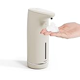 mooas Automatic Foaming Soap Dispenser Milky Touchless Foaming Hand Soap Dispenser, USB Rechargeable Electric Sensor Auto Foam Soap Dipsenser for Bathroom Kitchen Dish Wash Commercial 10.8oz (Ivory)