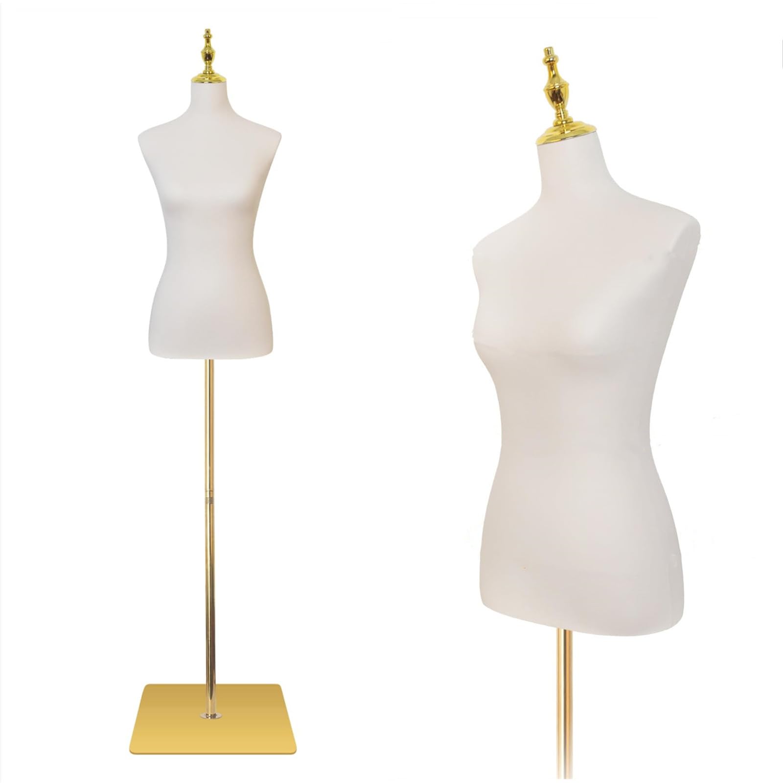 Photo 1 of **reference image**EaseHome Dress Form Mannequin, Height Adjustable 54”-76” Leather Female Manikin Torso,Model Display Body Stand with Detachable Bracket and Rectangular Base Beige