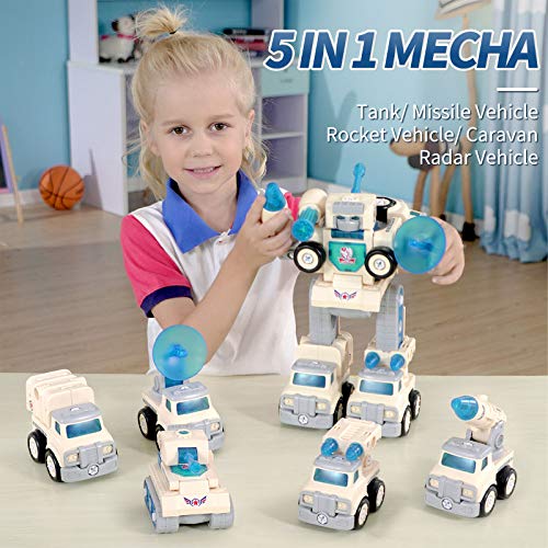 Car Toys Take Apart Robot with DIY 5 in 1 Peace Defender Military,Special Vehicles Transform into Robot,STEM Disassemble Mecha,Great Gift for Kids, Boys & Girls