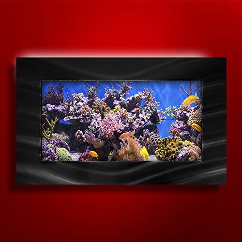 Aussie Aquariums 2.0 Wall Mounted Aquarium – Standard Seascape – Brushed Black