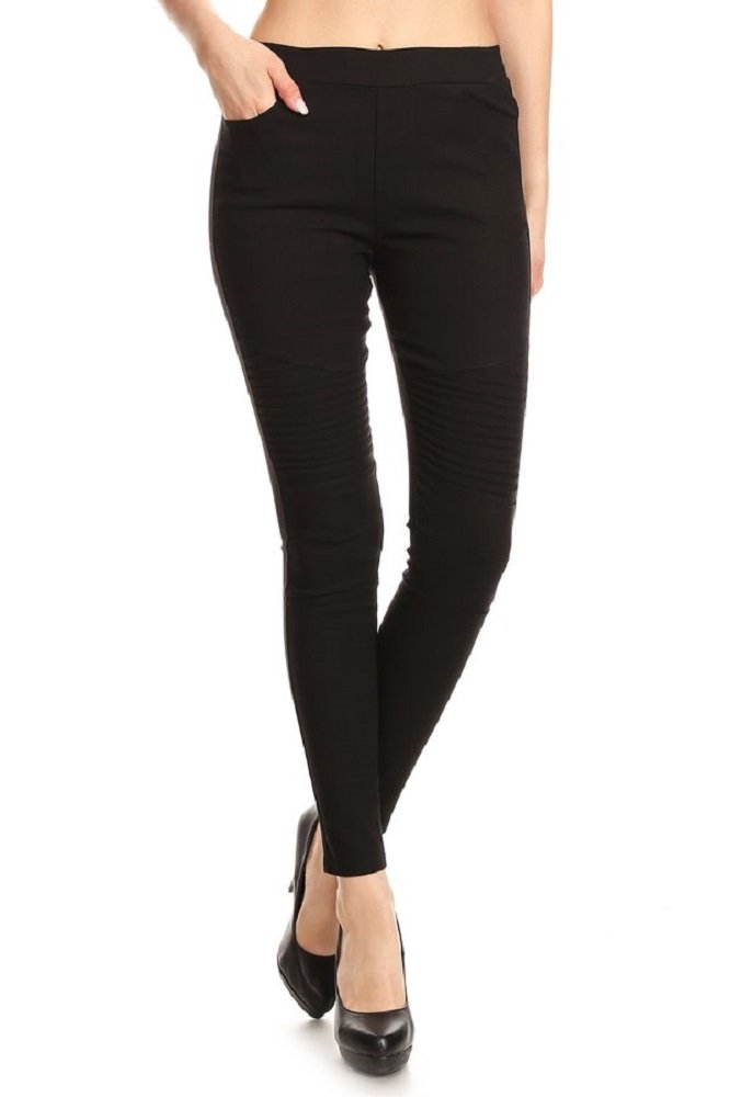 Jvini Women's Ultra Stretch Pull-on Moto-Biker Skinny Pants