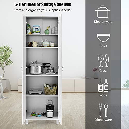 Giantex Kitchen Pantry 2 Door Cupboard with 5 Shelves, Storage