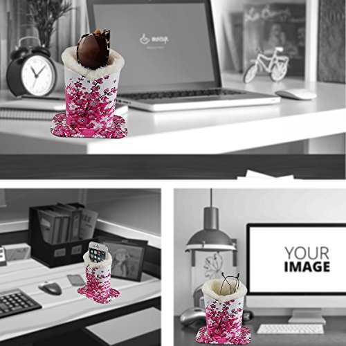 PG6 Plush Lined Eyeglasses Holder Stand Case Protective Glasses Case for Desks, Plum Blossom - Thumbnail 4