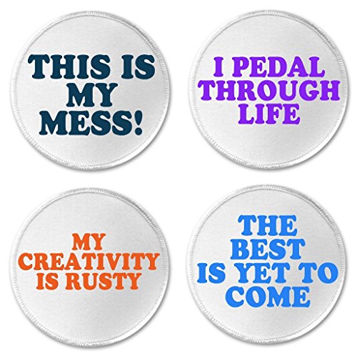 A&T Designs - Set 4 Life Cute Funny Humor Quotes 3" Sew On Patches