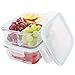 HoleCards 37oz Glass Meal Prep Food Storage Container 3 Compartment BPA Free Microwave Safe Reusable Leakproof Container Set with Lids (37oz, Set of 2)