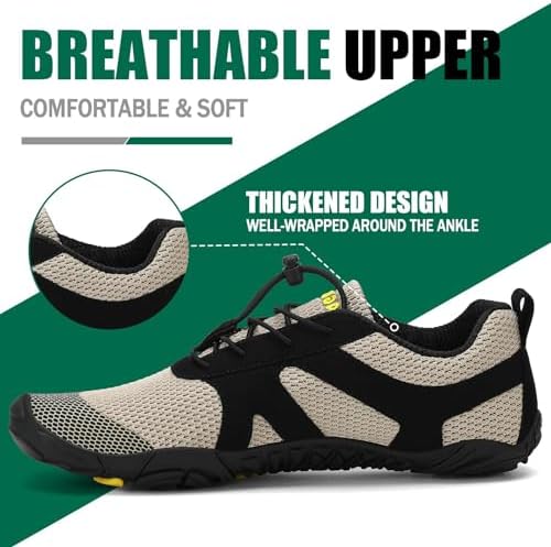Barefoot Shoes Uomo Donna Scarpe Barefoot Minimaliste Scarpe a Piedi Nudi Antiscivolo Scarpe Trail Running Leggere Scarpe Dita Cachi,Gr.42