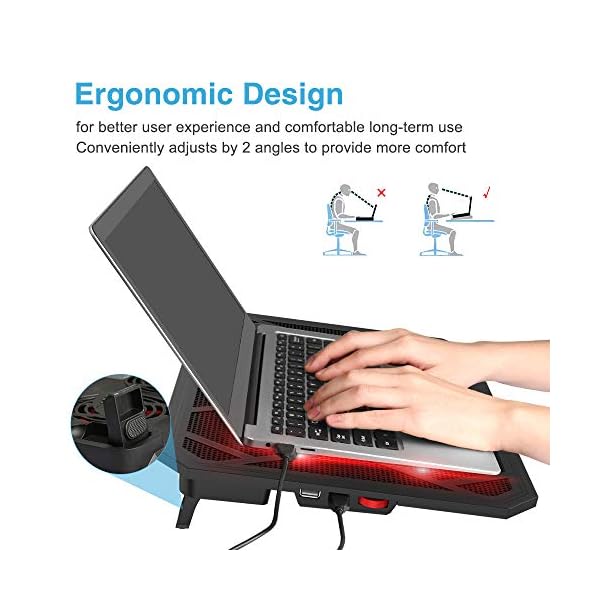 VOXON-Laptop-and-Notebook-Cooling-Pad-With-6-Fans-at-1400-RPM-and-Red-LED-Laptop-Cooler-fits-up-tp-19 VOXON Laptop and Notebook Cooling Pad, Gaming Laptop Stand, 65CMF, With 6 Fans at 1400 RPM, 12 Red LED Laptop Cooler…