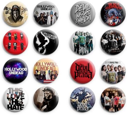 Hollywood Undead / The Devil Wears Prada Pinback Buttons 16Pcs 1.25 inch Best For Jacket,T-Shirts Mix Set