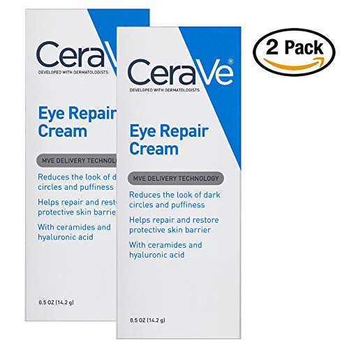 CeraVe Eye Repair Cream | 2 Pack (0.5 Ounce each) | Eye Cream for Dark Circles and Puffiness | Fragrance Free
