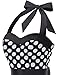 DRESSTELLS Women Vintage 1950s Cocktail Prom Polka Dot Dress, 50s 60s Retro Pinup Formal Wedding Party Halter Rockabilly Swing Dress Black White Dot XL