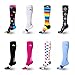 NEWZILL Medical Compression Socks for Women & Men Circulation 20-30 mmHg, Best for Running Athletic Hiking Travel Flight Nurses (Rainbow Stripes, XXL)