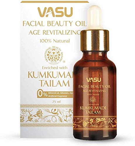 Vasu Age Revitalizing Facial Beauty Oil Gives Natural Glow to face Enriched with Kumkumadi Tailam gives Radiant Skin clinically proven 25ml