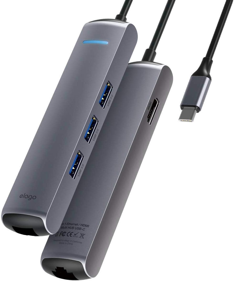 elago 6 in 1 Ethernet, HDMI Multi HUB USB-C, Ethernet Port, 4K HDMI, PD Charging Port, USB 3.0 Ports - Image 3