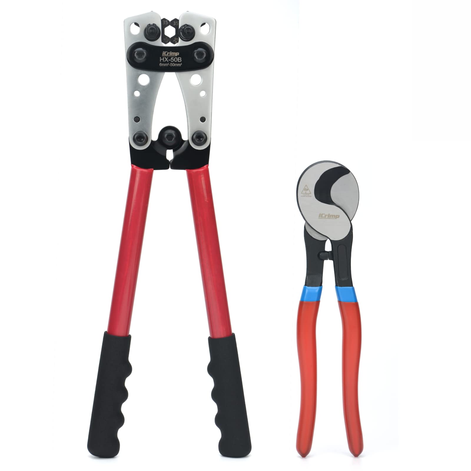 iCrimp Battery Cable Lug Crimping Tools, Durable Wire Cutter and Crimper Pliers, for 6-50mm² Heavy Duty Battery Wire Connections