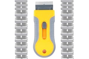 SRXAMZUS Razor Blade Scrape with 20pcs Extra Blades, Scraper Tool, Razor Blade Retractable, Paint Stripping Tool, Hob Oven Glass Cooker Cleaning Tool Non Scratch Anti Slip Window Glass Wallpaper