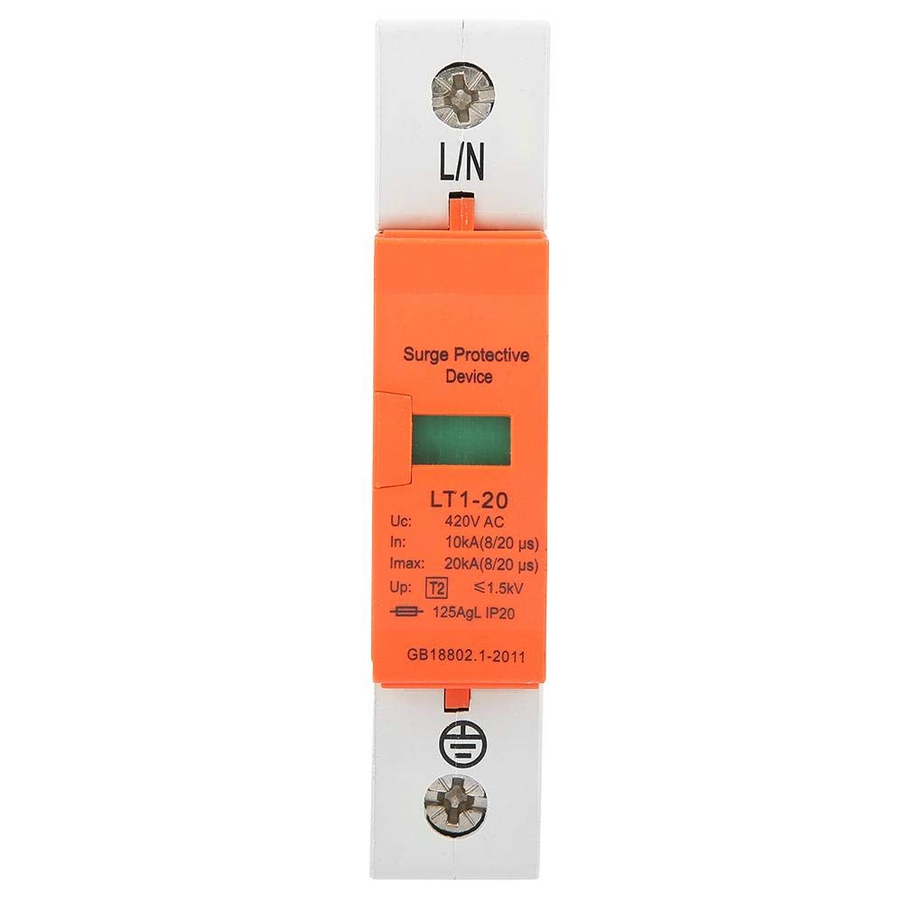 Protector, 1P 10kA-20kA 420vAC House Protective Low-voltage Arrester Device,Stable Performance,Easy to Install