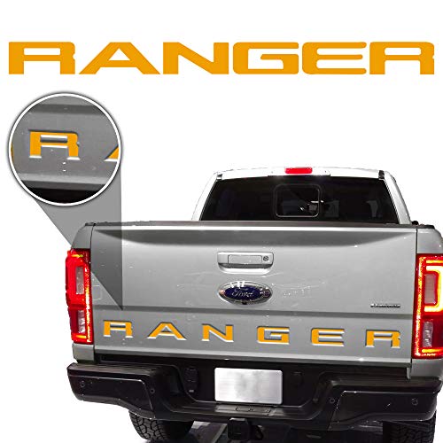 Bogar Tech Designs - Tailgate Inlay Decal Sticker Vinyl Letters Compatible with Ford Ranger 2019, Matte Yellow