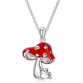 LEECCI Mushroom Necklace 925 Sterling Silver Frog Mushroom Pendant Jewelry Gifts for Women Women (mushroom)