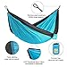 LATTCURE Double Camping Hammock, Lightweight Portable Hammock Parachute Nylon Fabric & 600LB High Capacity with 2 Adjustable Hanging Straps for Camping Backpacking Travel Beach Yard(Blue+Grey)
