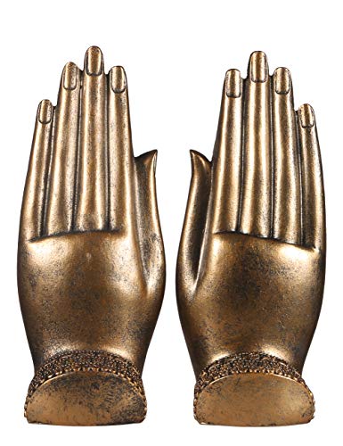 NBHUZEHUA Buddha Sitting in Hand Statue Resin Lao Thai Buddhist Figurines Home Decor Zen Gifts Gold