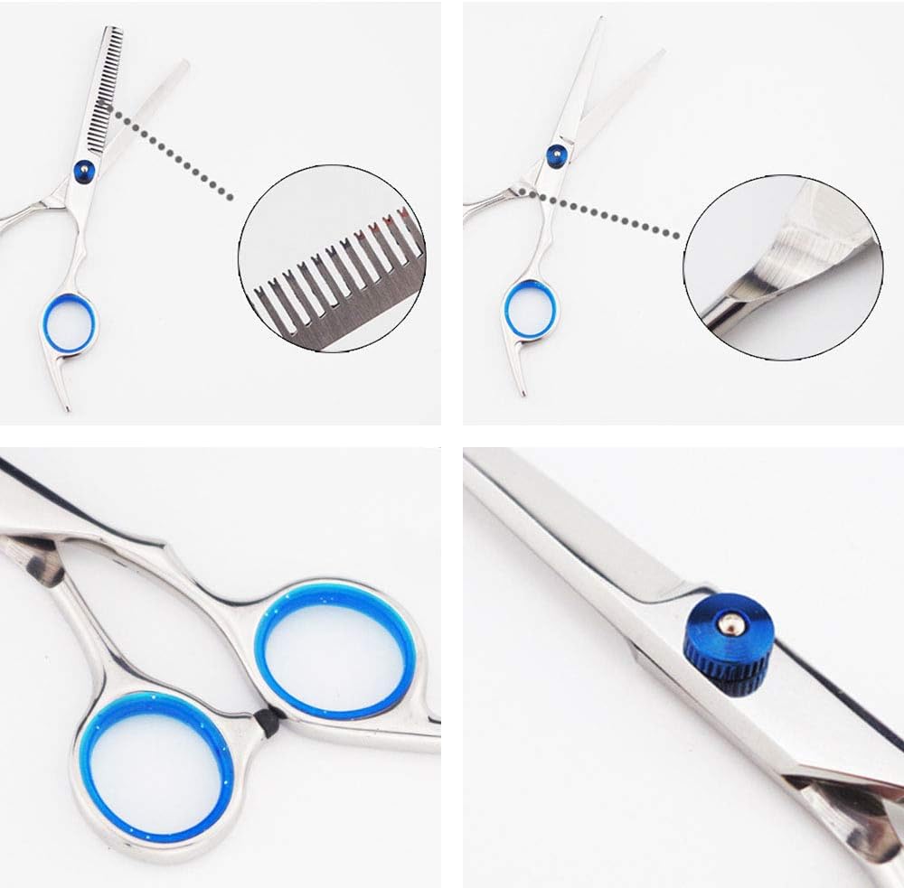 Gresunny Hairdressers Scissors Set Stainless Steel Professional Hair Scissors Thinning Scissors with Comb Clip Pouch for Barber Salon Home for Men Women Baby - Image 4