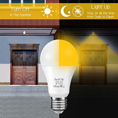 Amber Yellow LED Light Bulb,ProPOW 7W Dusk to Dawn Bulbs 40W Equivalent