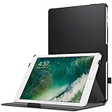 MoKo Case Fit 2018/2017 iPad 9.7 6th/5th Generation - Genuine Leather Slim-Fit Multi-Angle Folio Cover Case with Auto Wake/Sleep Compatible with Apple iPad 9.7 Inch 2018/2017, Black