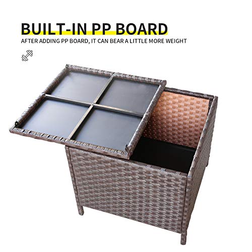 Valita Goognice Outdoor PE Wicker Side Table with Storage Patio Resin