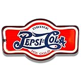 Drink Pepsi Cola - Reproduction Vintage Advertising Marquee Sign - Battery Powered LED Neon Style Light - 17 x 10 x 3 Inches