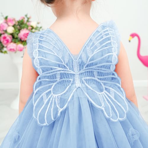 Miipat Dresses for Babies Girls Butterfly Tulle Sleeveless Little Girl Princess Dress Birthday Party Wedding Flowers Girl Dress