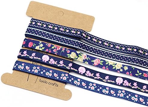 5y/lot 1y/color 3/8"10mm Printing Grosgrain Ribbon Decorative Crafts (Navy Blue range)
