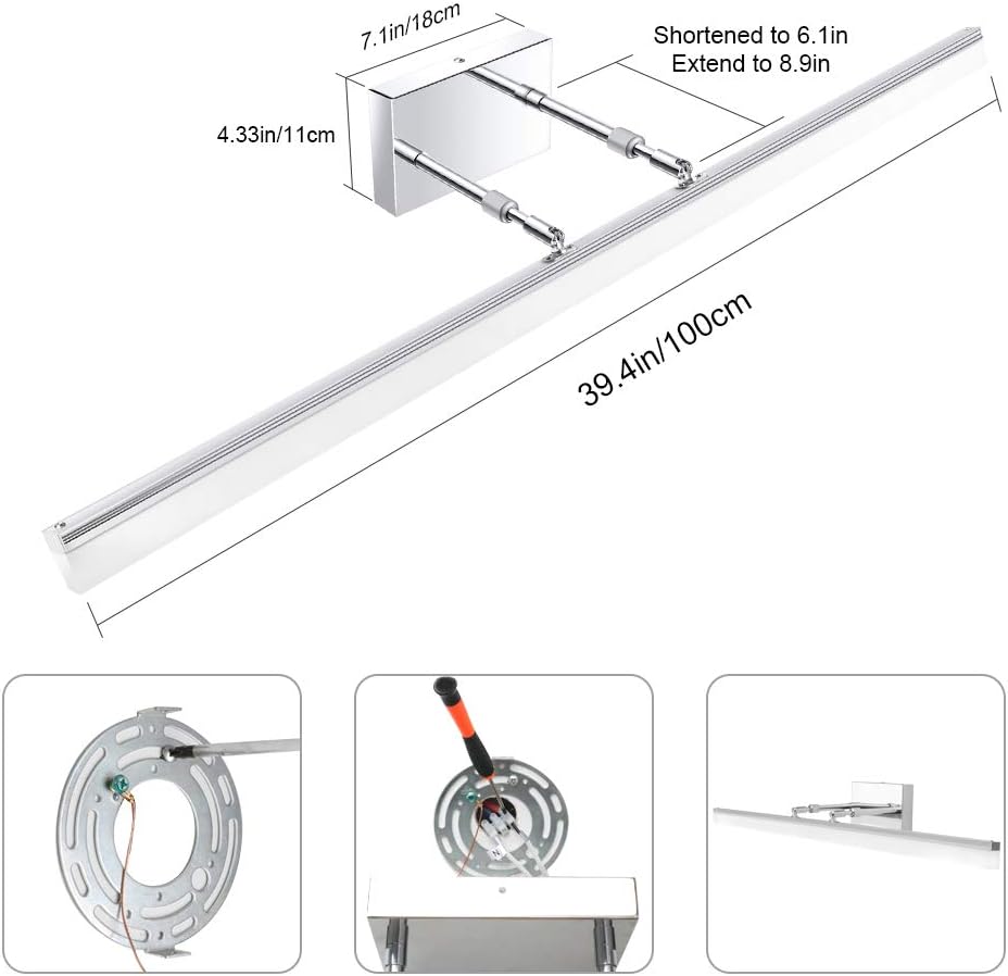 Aipsun 40 inch Modern LED Vanity Lights Adjustable Bathroom Vanity Light Fixtures Bathroom Wall Lights Modern Vanity Lighting 5500K - - 