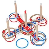 Juegoal Ring Toss Throwing Game Indoor Outdoor Game with 5 Ropes 10 Plastic Rings for Kids