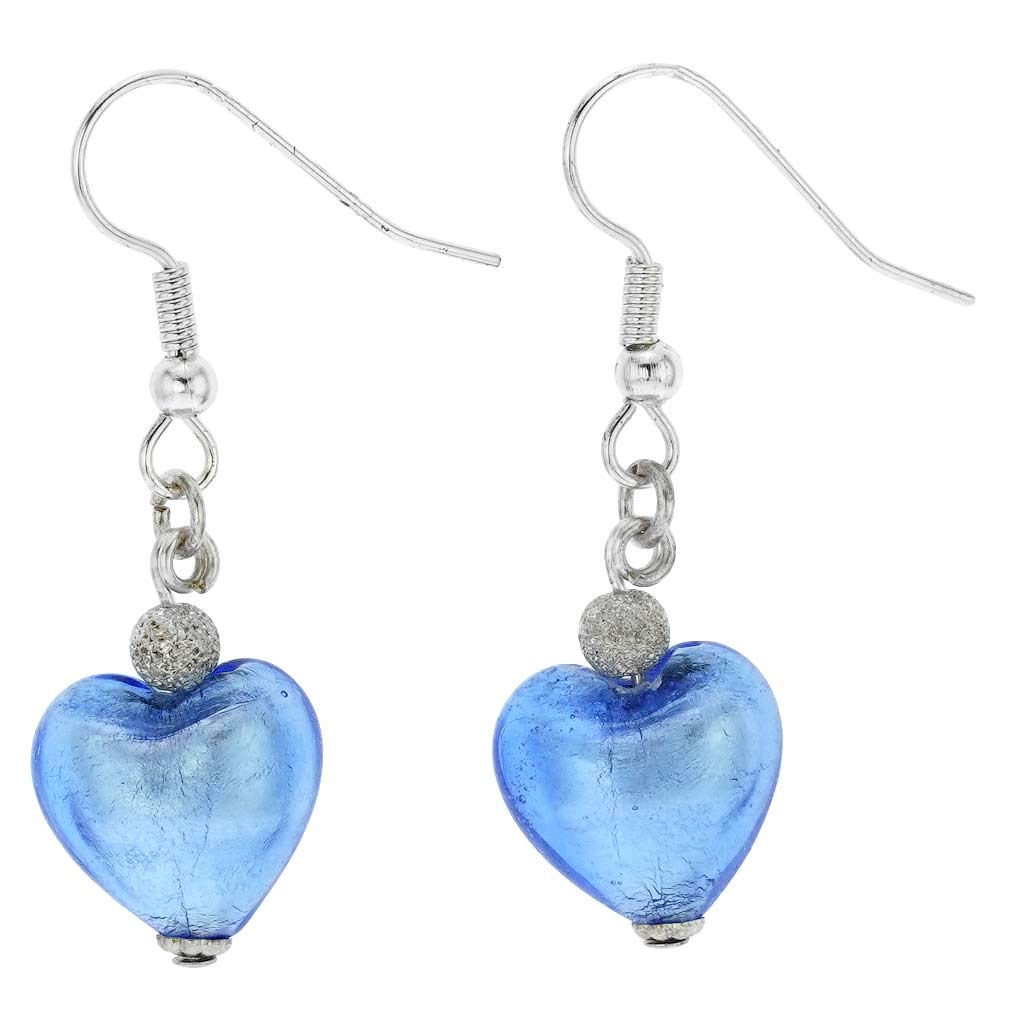 Glass Of Venice Murano Glass Heart Earrings - Silver Ice