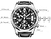 SONGDU Men's Date Chronograph Watches Luminous Black Numerals Analog Leather Strap
