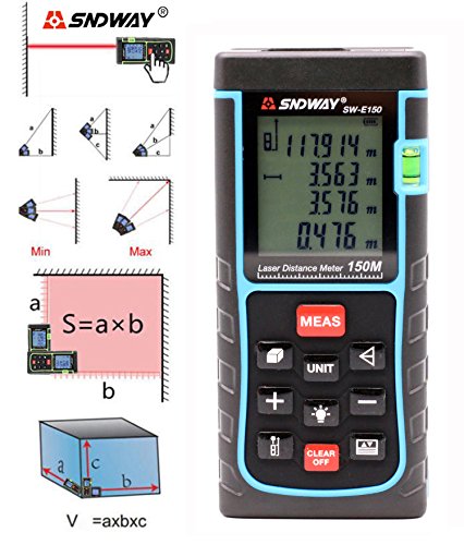 SNDWAY SW-E150 150M 493FT Digital Diastimeter Laser Distance Meter Laser Rangefinder Meter Area Volume Measure Tool